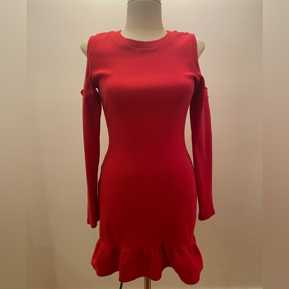Avec Les Filles Dress Red Cold Shoulder xs